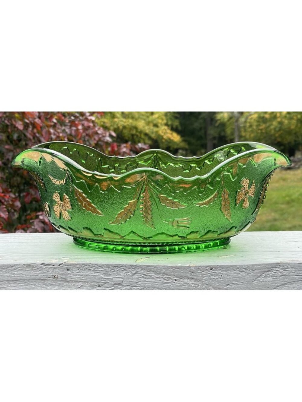 Antique Victorian 19th C. "Delaware" by US Glass AKA "New Century" Green Bowl